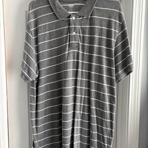 Old Navy Gray and White Striped Polo